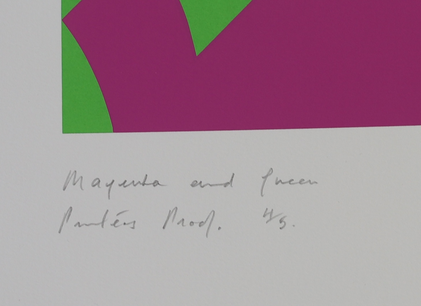 Bridget Riley (British, b.1931), 'Magenta & Green', printers proof, 87 x 57cm, sheet overall 109 x 75cm